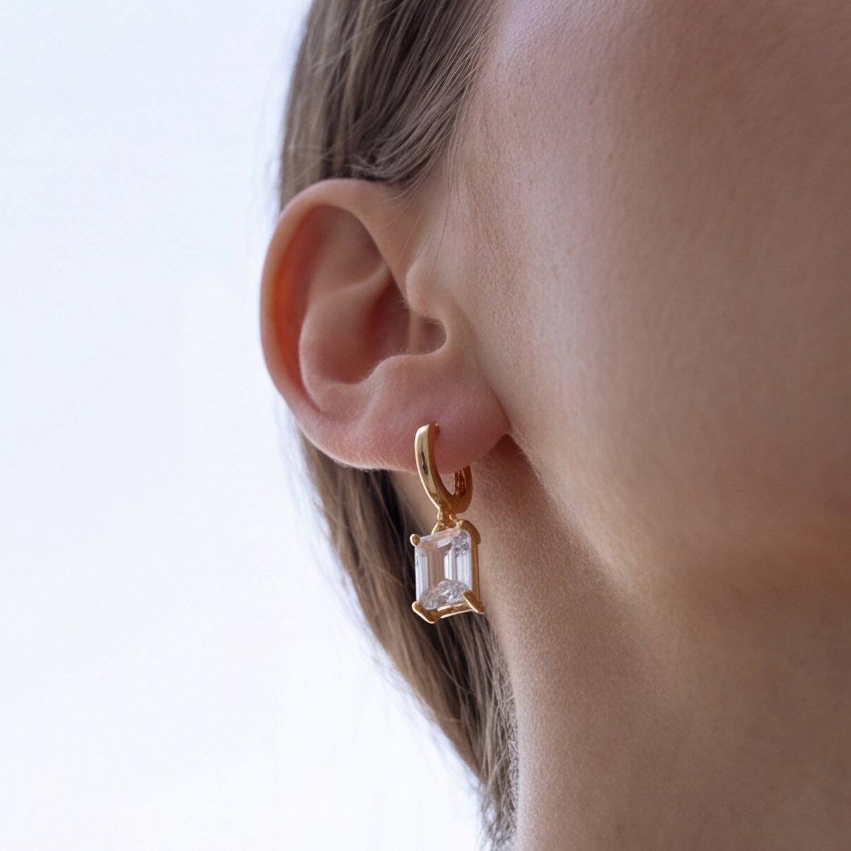 2 Ct. Emerald Cut Lab Grown Diamond Dangle Earring (VS-EF)