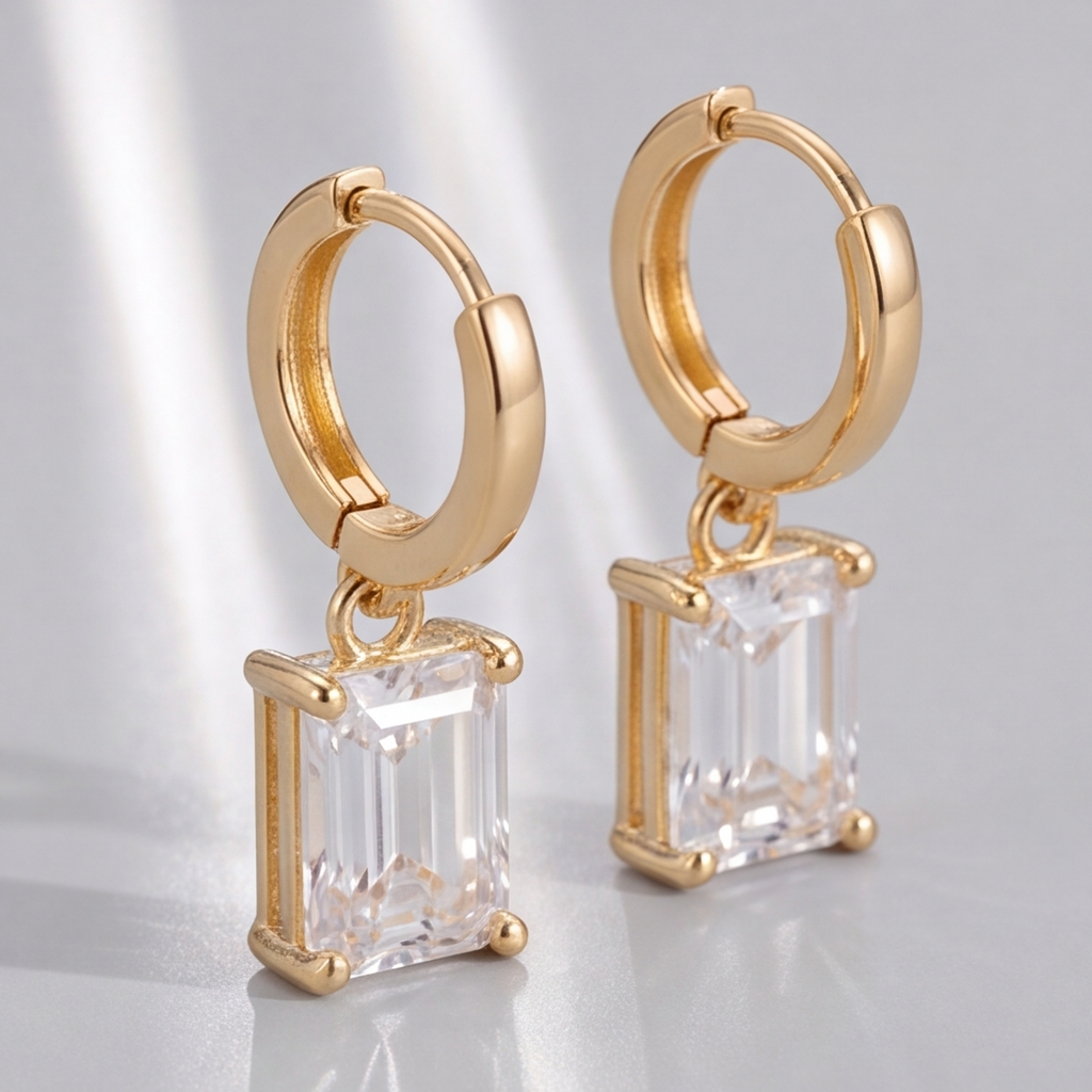 2 Ct. Emerald Cut Lab Grown Diamond Dangle Earring (VS-EF)