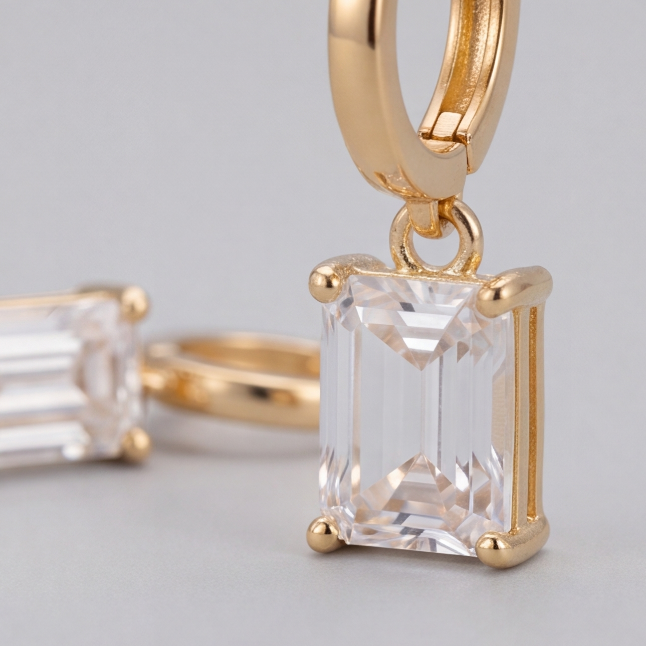 2 Ct. Emerald Cut Lab Grown Diamond Dangle Earring (VS-EF)