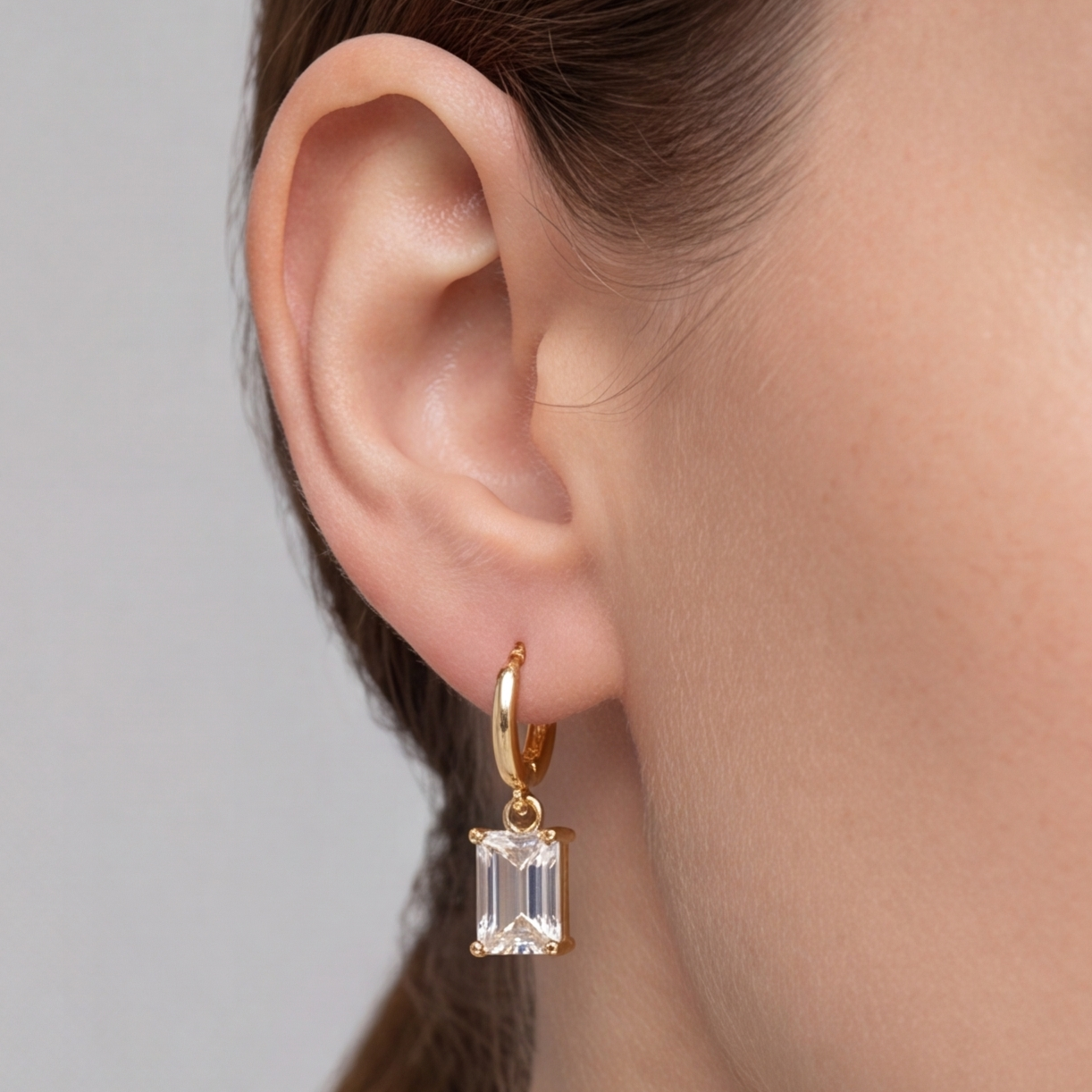 2 Ct. Emerald Cut Lab Grown Diamond Dangle Earring (VS-EF)