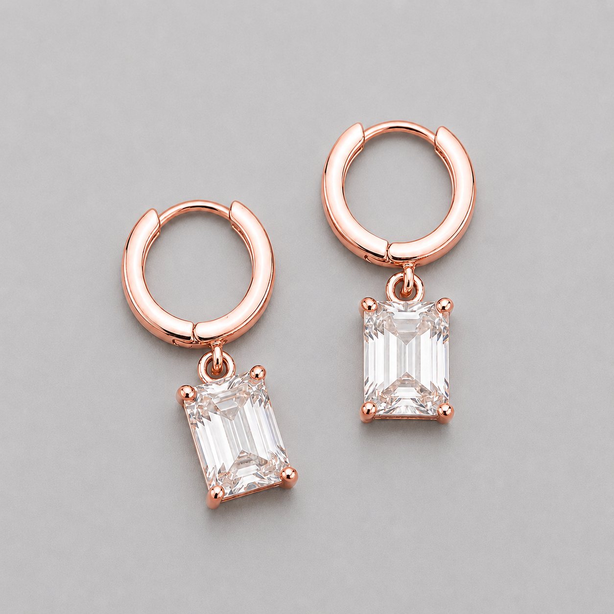 2 Ct. Emerald Cut Lab Grown Diamond Dangle Earring (VS-EF)
