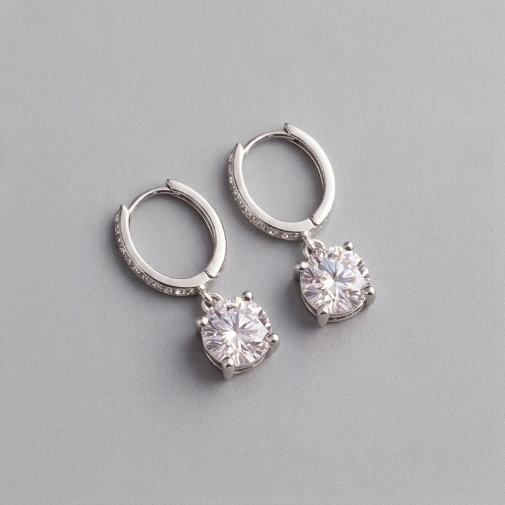 3.30 Ct. Round Cut Lab Grown Diamond Dangle Earrings (VS-EF)