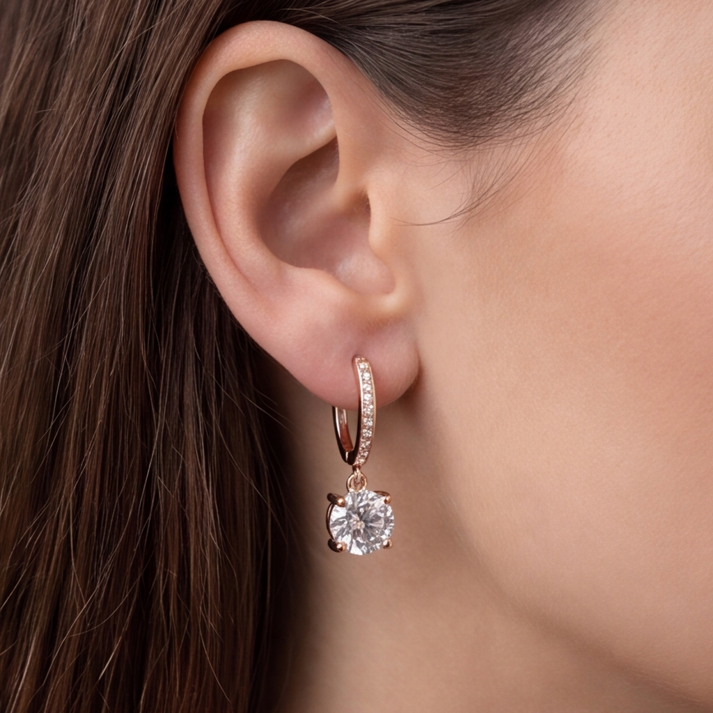 3.30 Ct. Round Cut Lab Grown Diamond Dangle Earrings (VS-EF)