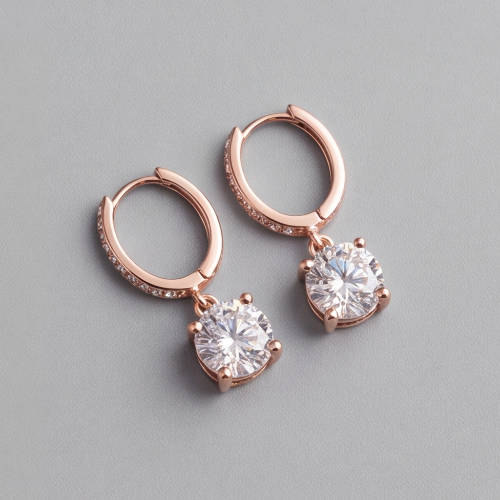 3.30 Ct. Round Cut Lab Grown Diamond Dangle Earrings (VS-EF)