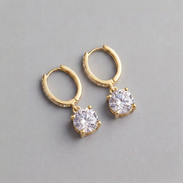 3.30 Ct. Round Cut Lab Grown Diamond Dangle Earrings (VS-EF)