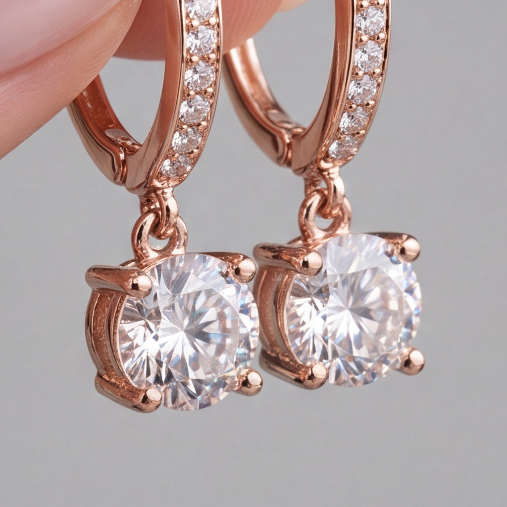 3.30 Ct. Round Cut Lab Grown Diamond Dangle Earrings (VS-EF)