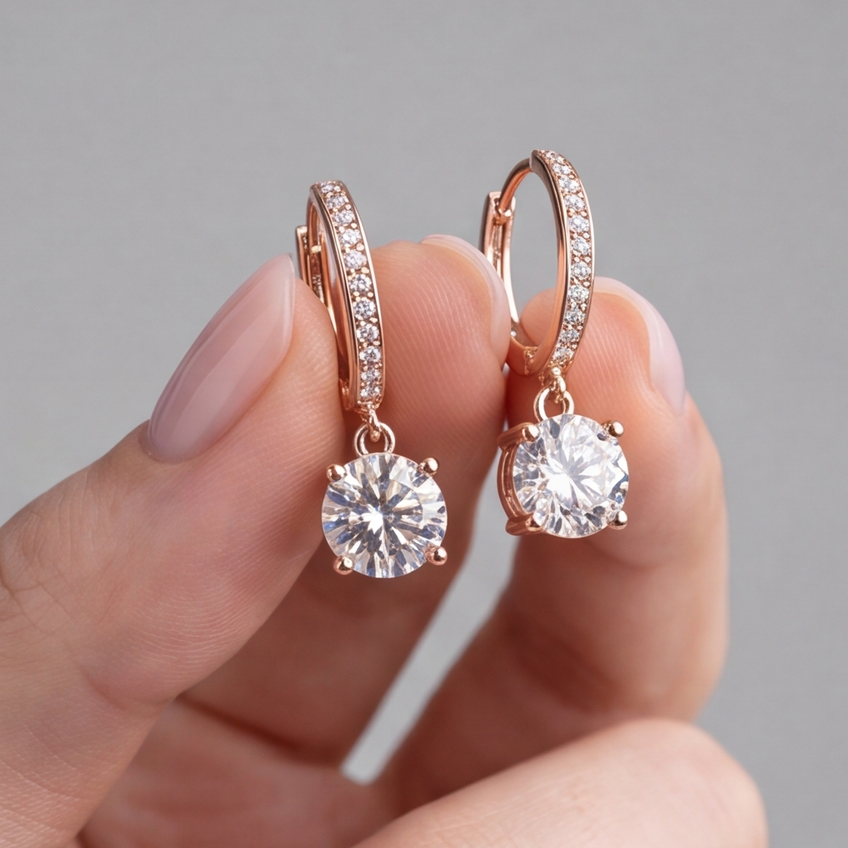 3.30 Ct. Round Cut Lab Grown Diamond Dangle Earrings (VS-EF)
