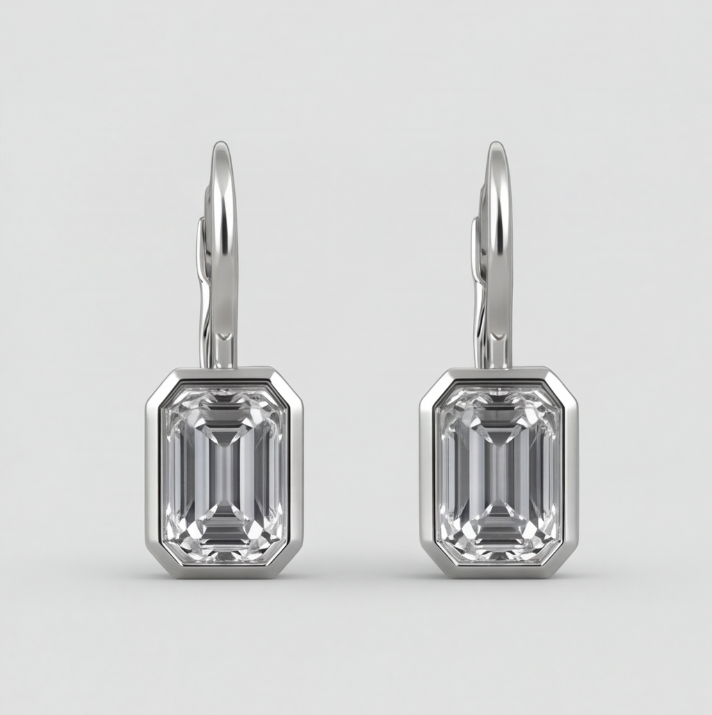 6 Ct. Lab Grown Diamond Emerald Cut Dangle Earrings (VS-EF)