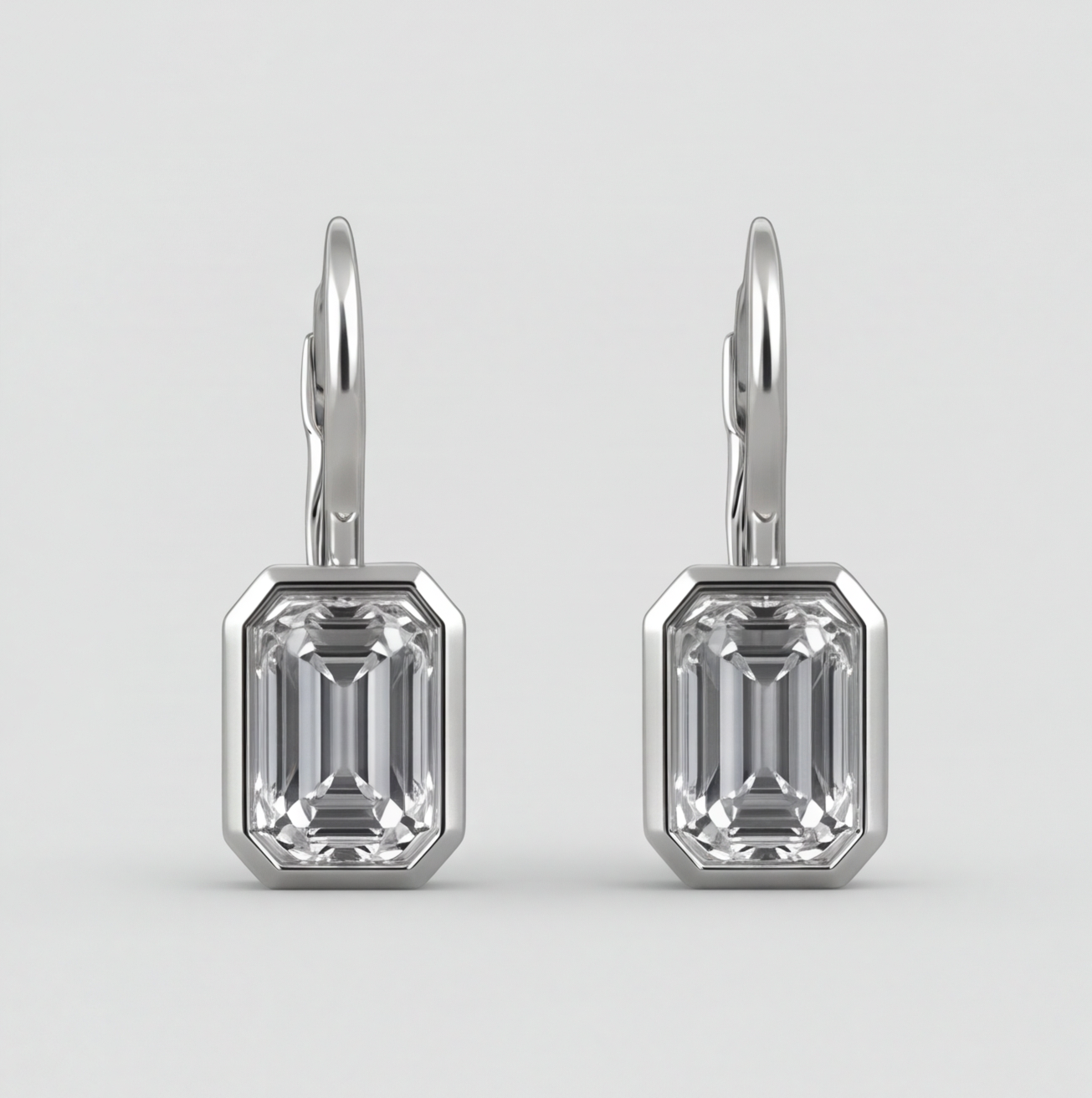 6 Ct. Lab Grown Diamond Emerald Cut Dangle Earrings (VS-EF)