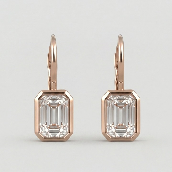 6 Ct. Lab Grown Diamond Emerald Cut Dangle Earrings (VS-EF)