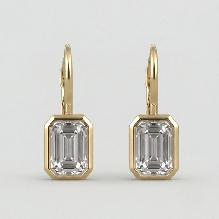 6 Ct. Lab Grown Diamond Emerald Cut Dangle Earrings (VS-EF)