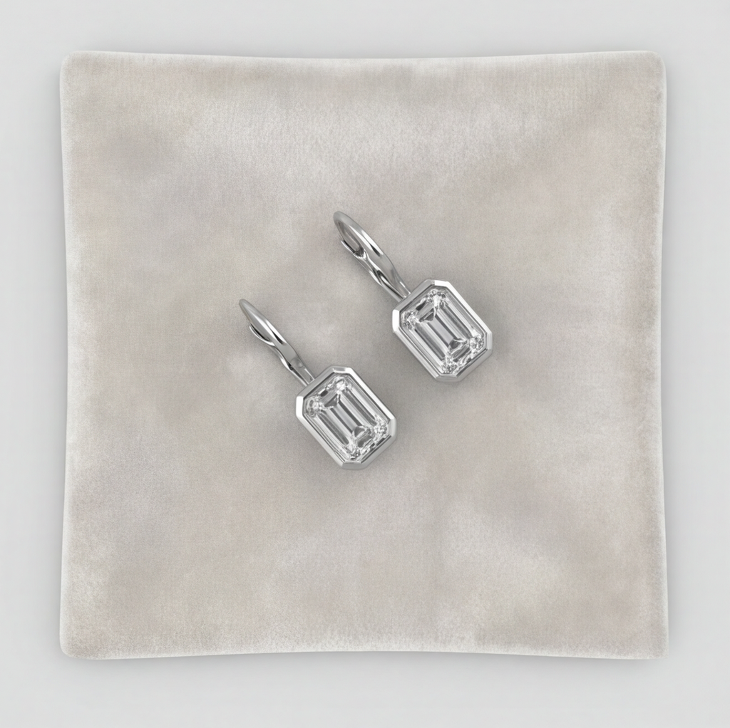 6 Ct. Lab Grown Diamond Emerald Cut Dangle Earrings (VS-EF)
