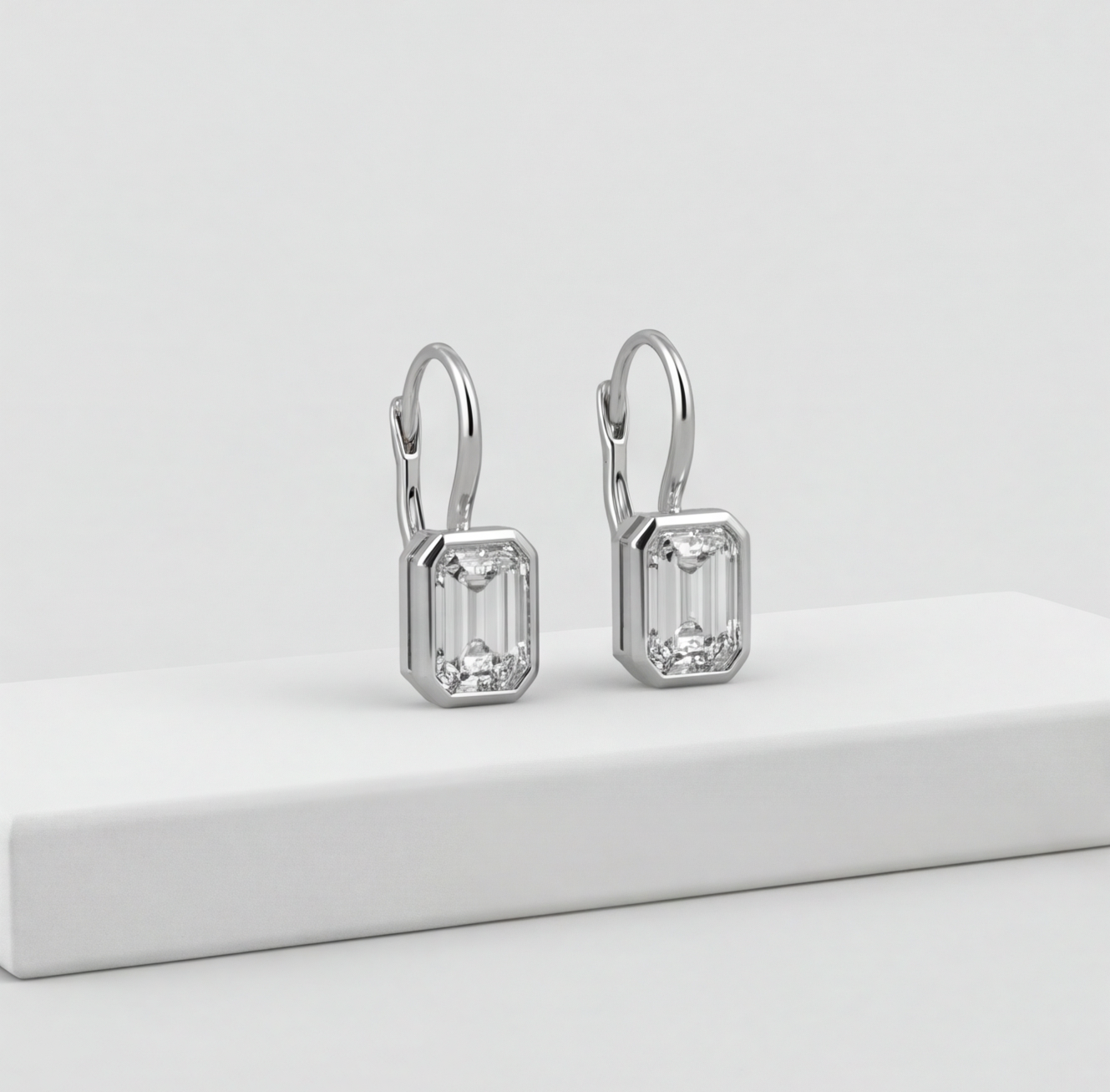 6 Ct. Lab Grown Diamond Emerald Cut Dangle Earrings (VS-EF)