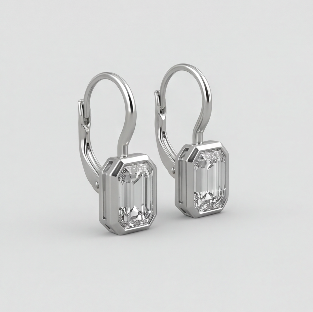 6 Ct. Lab Grown Diamond Emerald Cut Dangle Earrings (VS-EF)