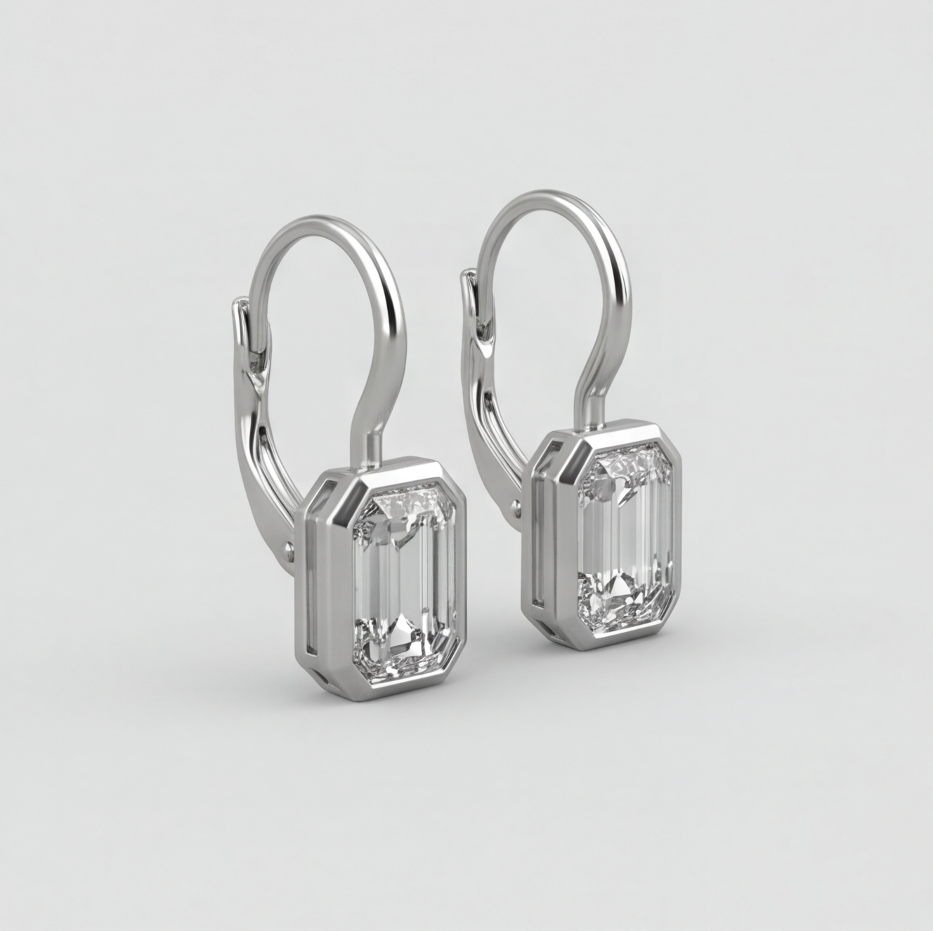 6 Ct. Lab Grown Diamond Emerald Cut Dangle Earrings (VS-EF)