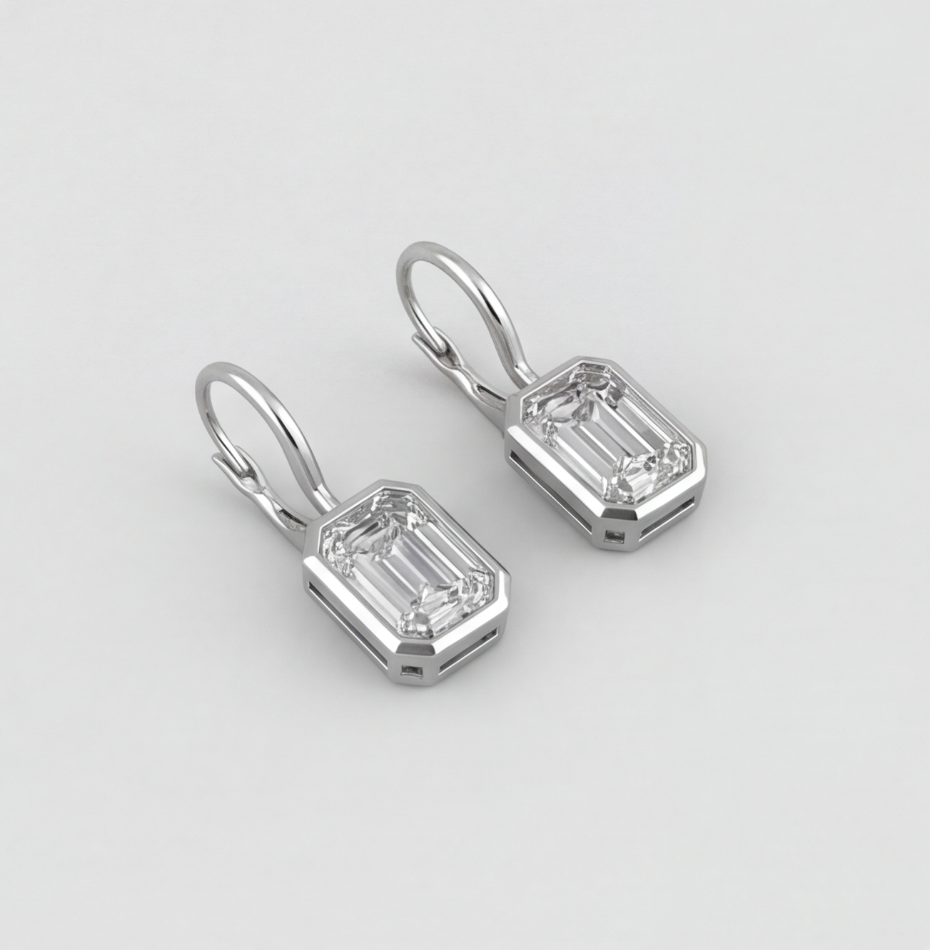 6 Ct. Lab Grown Diamond Emerald Cut Dangle Earrings (VS-EF)