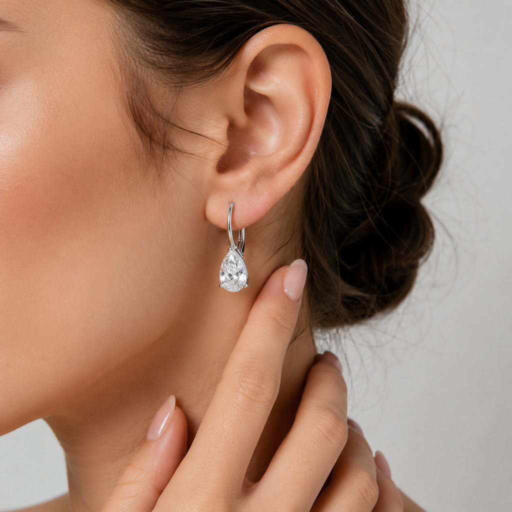 4 Ct. Lab-Grown Diamond Drop Dangle Pear Cut Earrings (VS-EF)