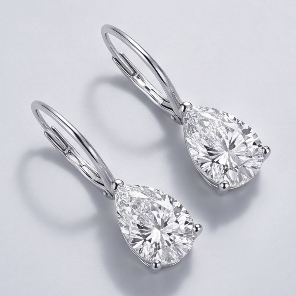 4 Ct. Lab-Grown Diamond Drop Dangle Pear Cut Earrings (VS-EF)