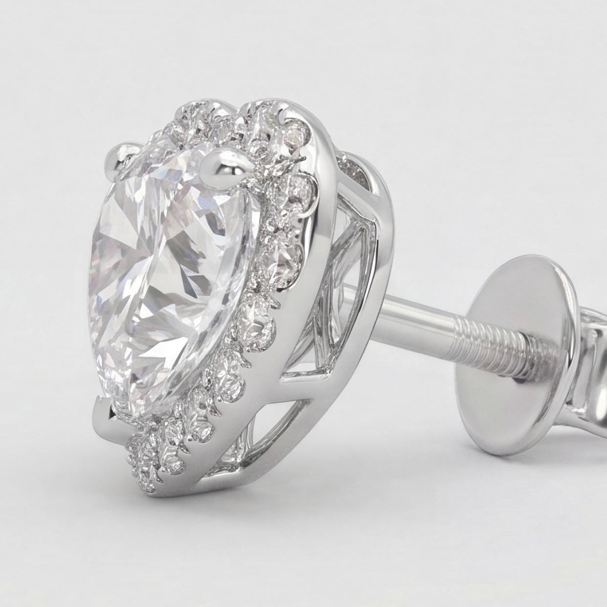2.30 Ct. Lab Grown Diamond Heart Cut Stud Halo Earrings (EF-VS)