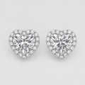 2.30 Ct. Lab Grown Diamond Heart Cut Stud Halo Earrings (EF-VS)
