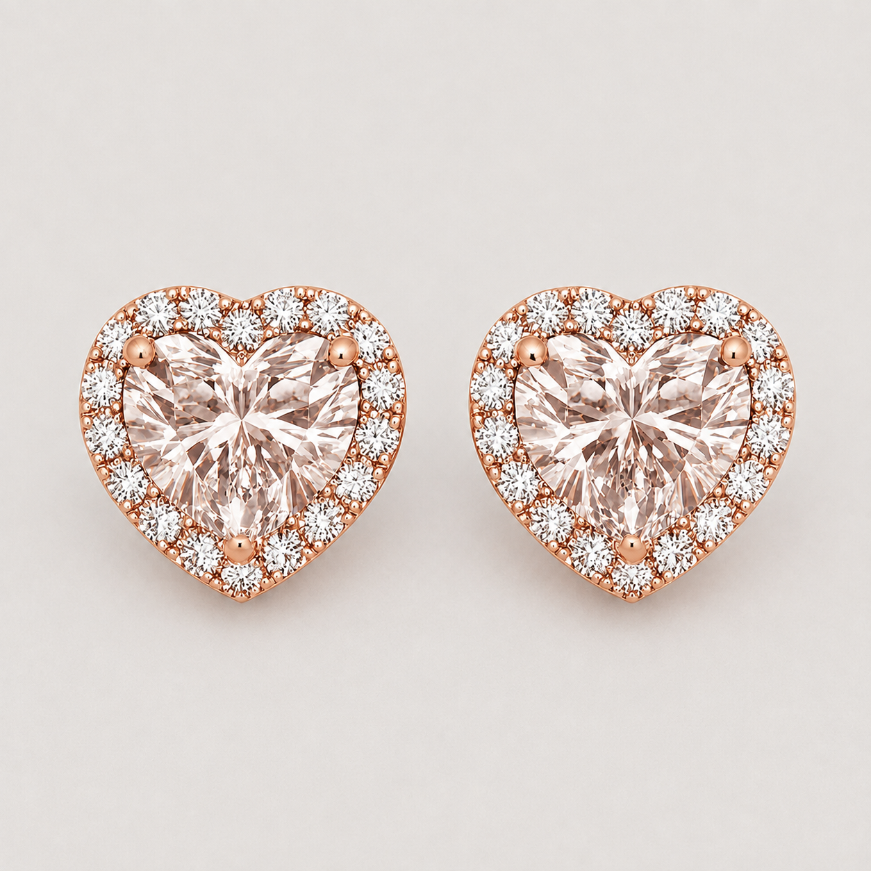 2.30 Ct. Lab Grown Diamond Heart Cut Stud Halo Earrings (EF-VS)
