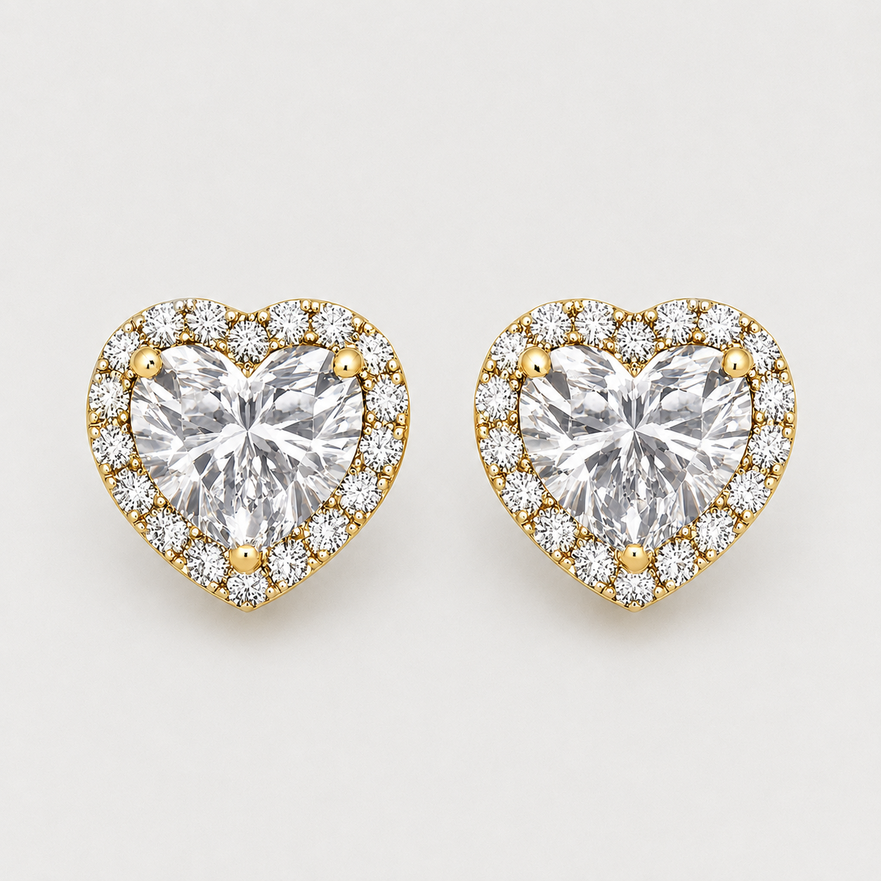 2.30 Ct. Lab Grown Diamond Heart Cut Stud Halo Earrings (EF-VS)