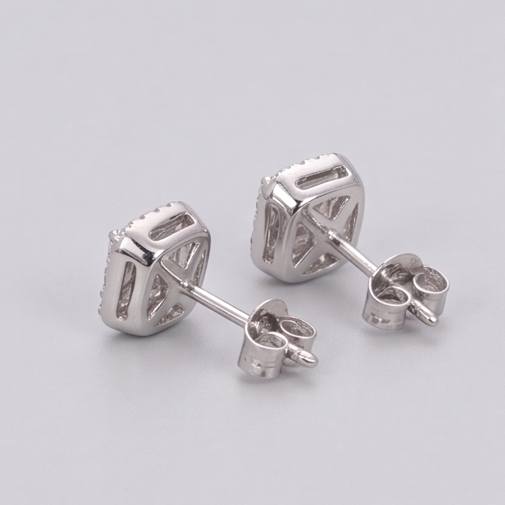 2.50 Ct. Emerald Cut Lab Grown Diamond Halo Earrings (VS-EF)