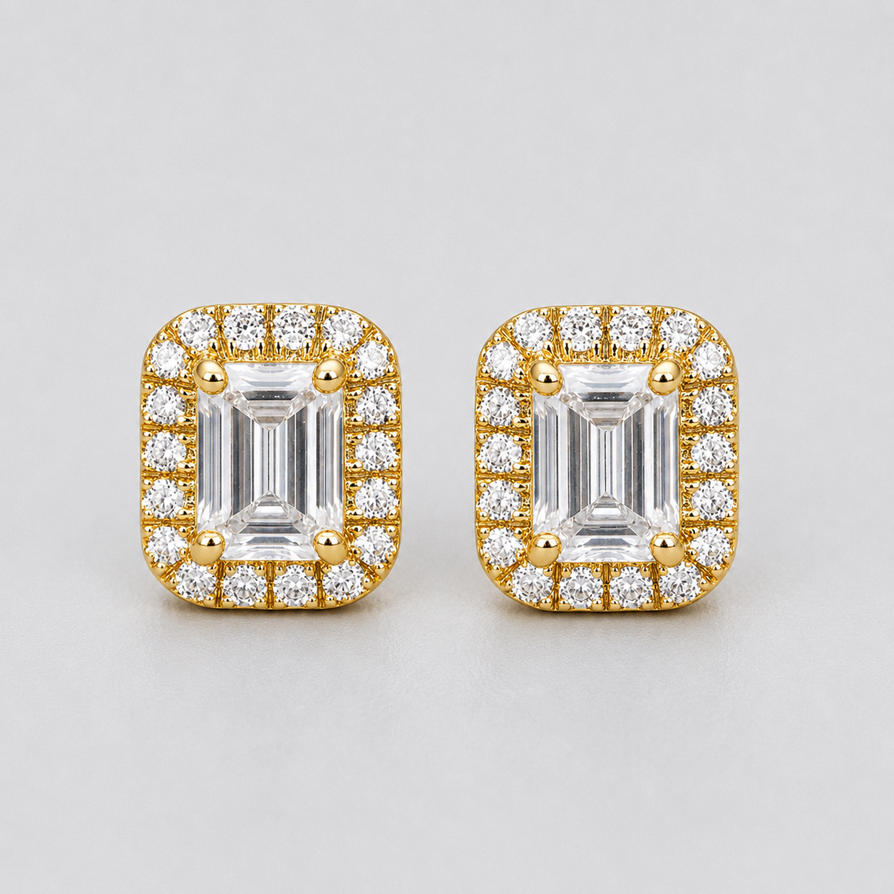 2.50 Ct. Emerald Cut Lab Grown Diamond Halo Earrings (VS-EF)