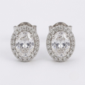 4.50 Ct. Oval Cut Lab Grown Diamond Halo Stud Earrings (VS-EF)