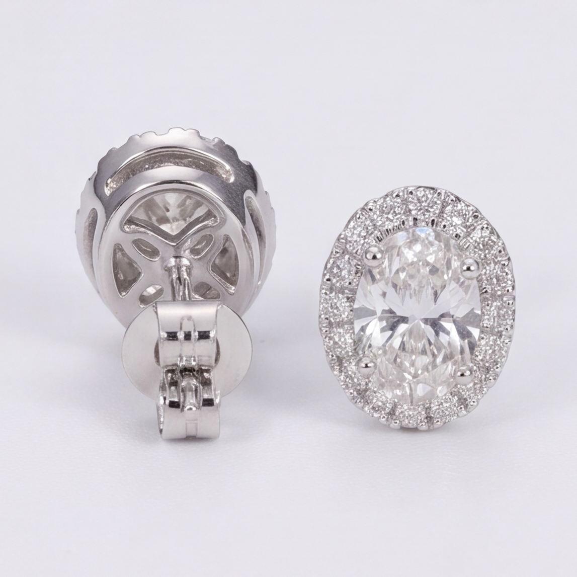 4.50 Ct. Oval Cut Lab Grown Diamond Halo Stud Earrings (VS-EF)