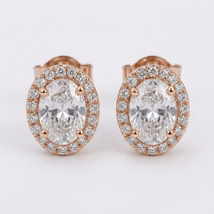 4.50 Ct. Oval Cut Lab Grown Diamond Halo Stud Earrings (VS-EF)