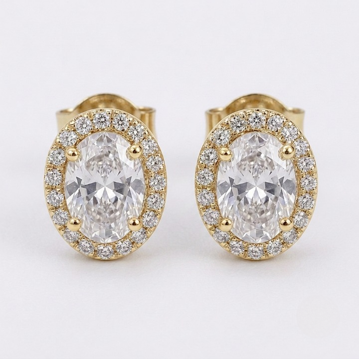 4.50 Ct. Oval Cut Lab Grown Diamond Halo Stud Earrings (VS-EF)