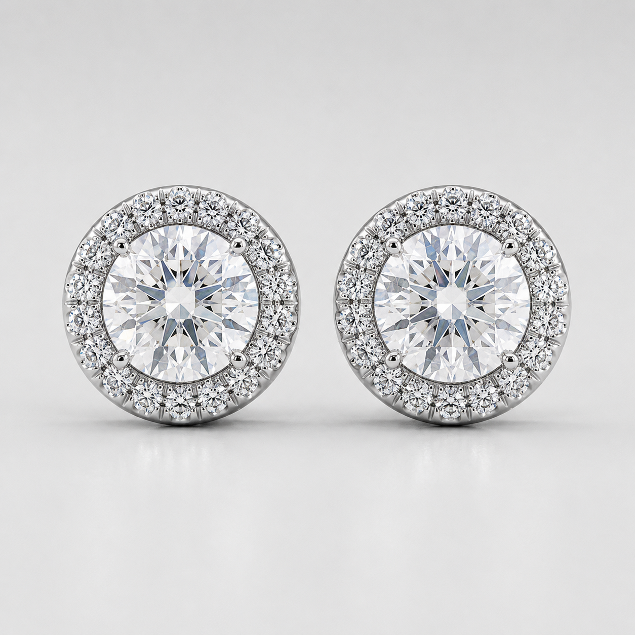 3.50 Ct. Lab Grown Diamond Round Cut Halo Earrings (EF-VS)