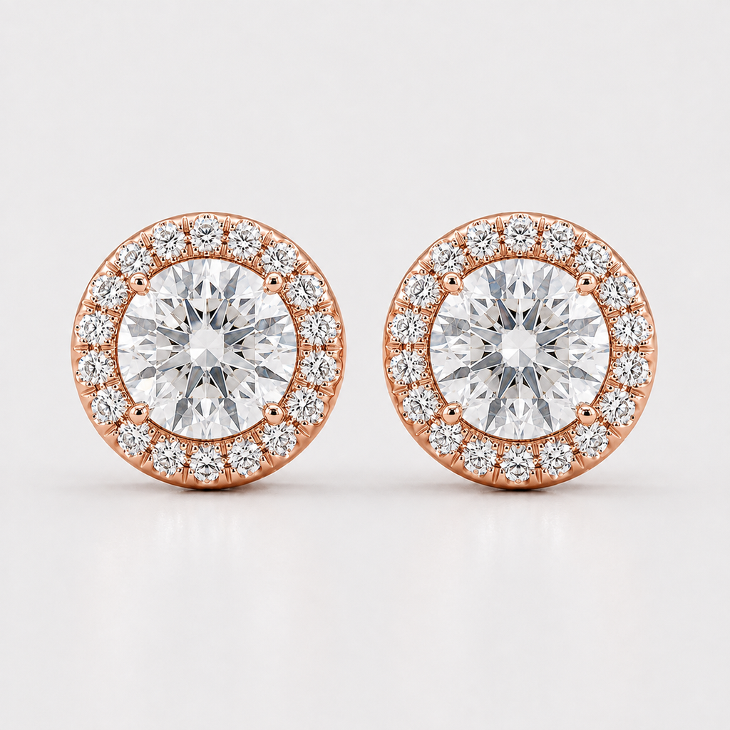 3.50 Ct. Lab Grown Diamond Round Cut Halo Earrings (EF-VS)