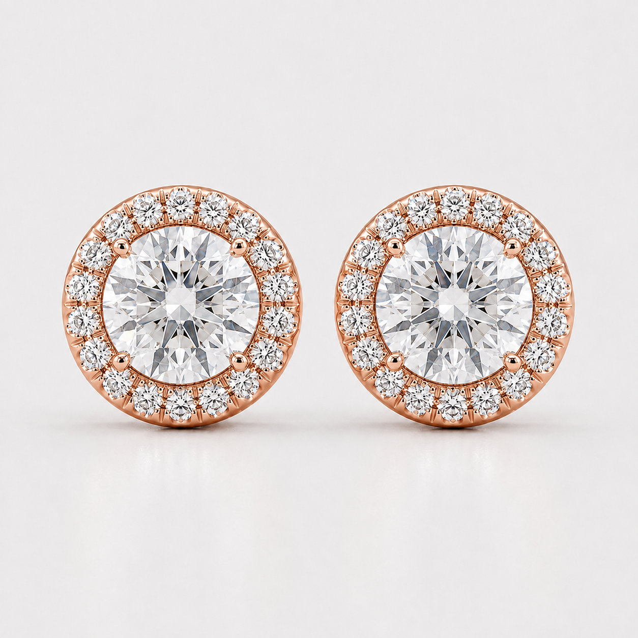 3.50 Ct. Lab Grown Diamond Round Cut Halo Earrings (EF-VS)