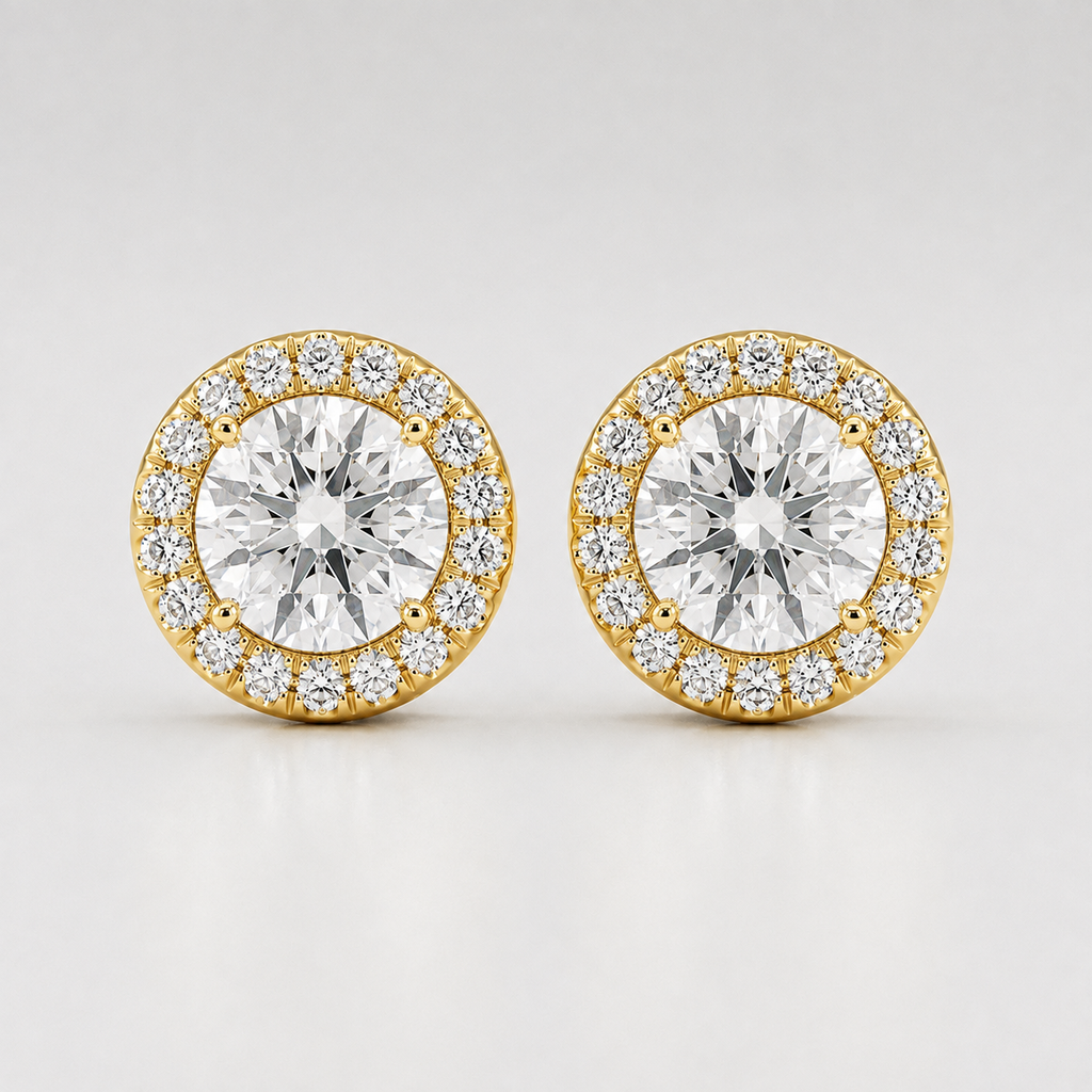 3.50 Ct. Lab Grown Diamond Round Cut Halo Earrings (EF-VS)
