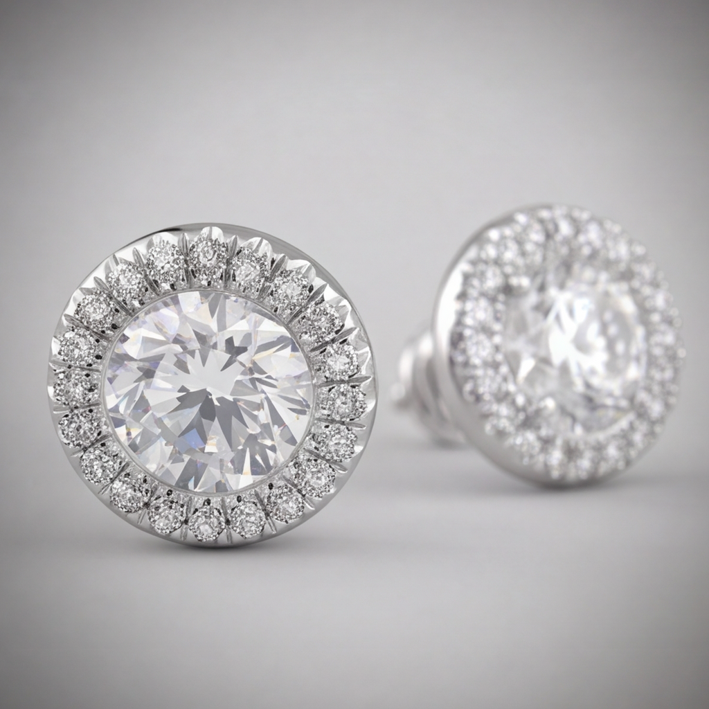 3.50 Ct. Lab Grown Diamond Round Cut Halo Earrings (EF-VS)