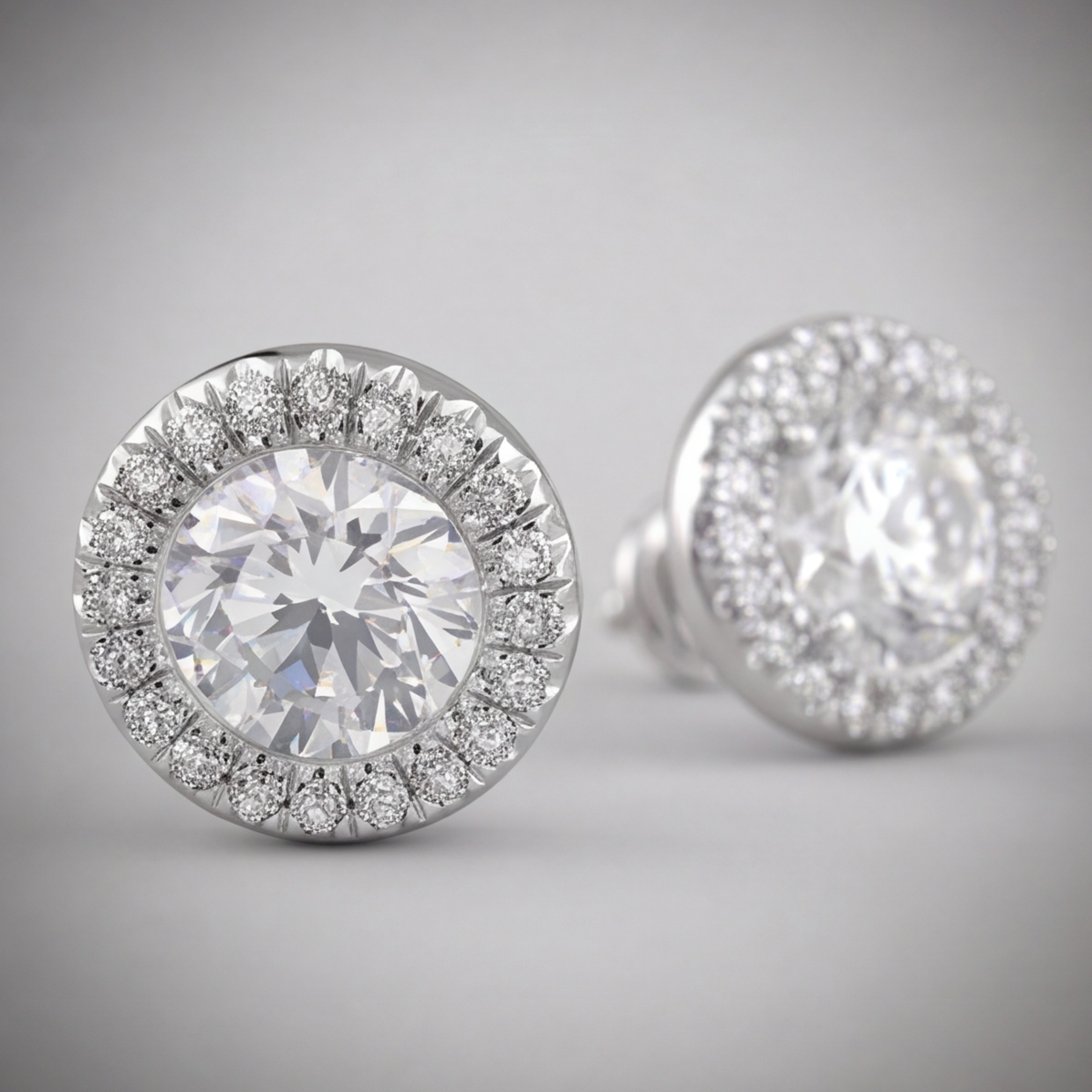 3.50 Ct. Lab Grown Diamond Round Cut Halo Earrings (EF-VS)