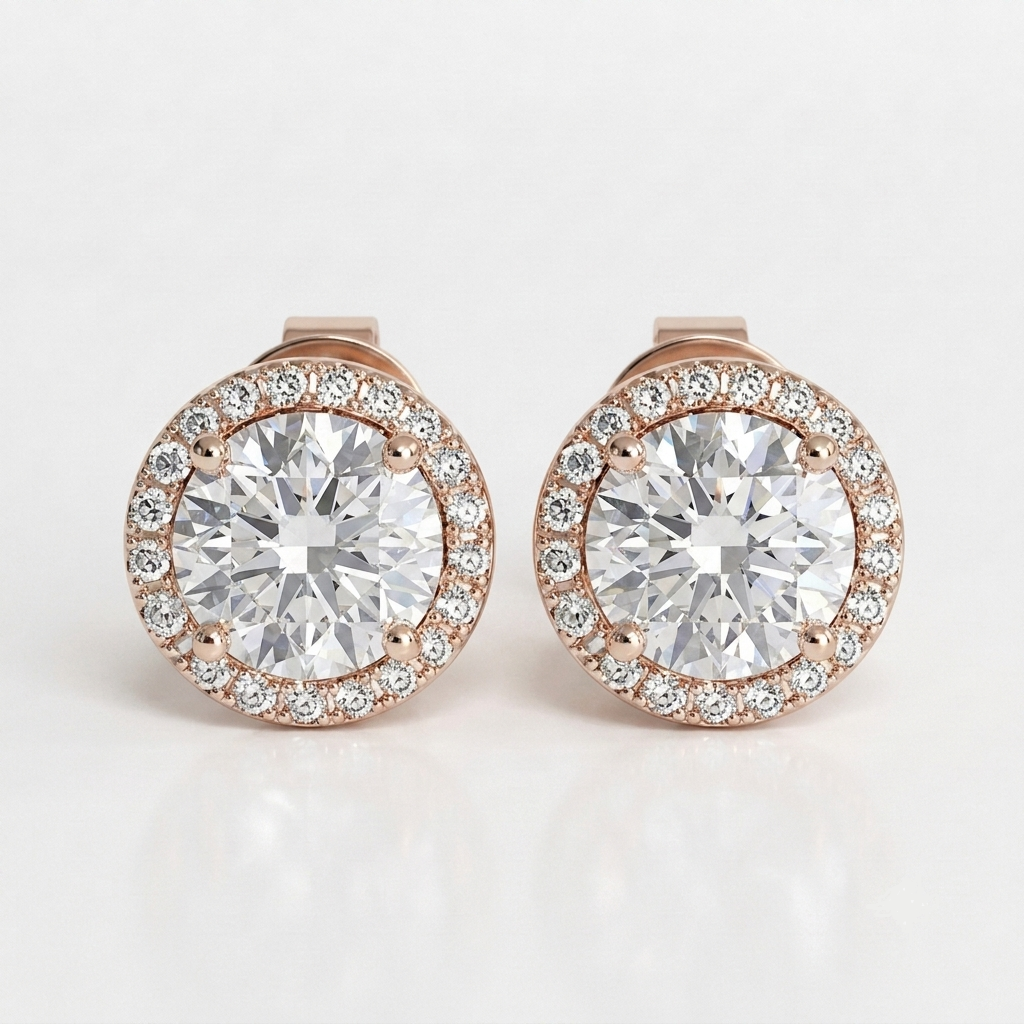 3.50 Ct. Round Cut Lab Grown Diamond Halo Earrings (EF-VS)