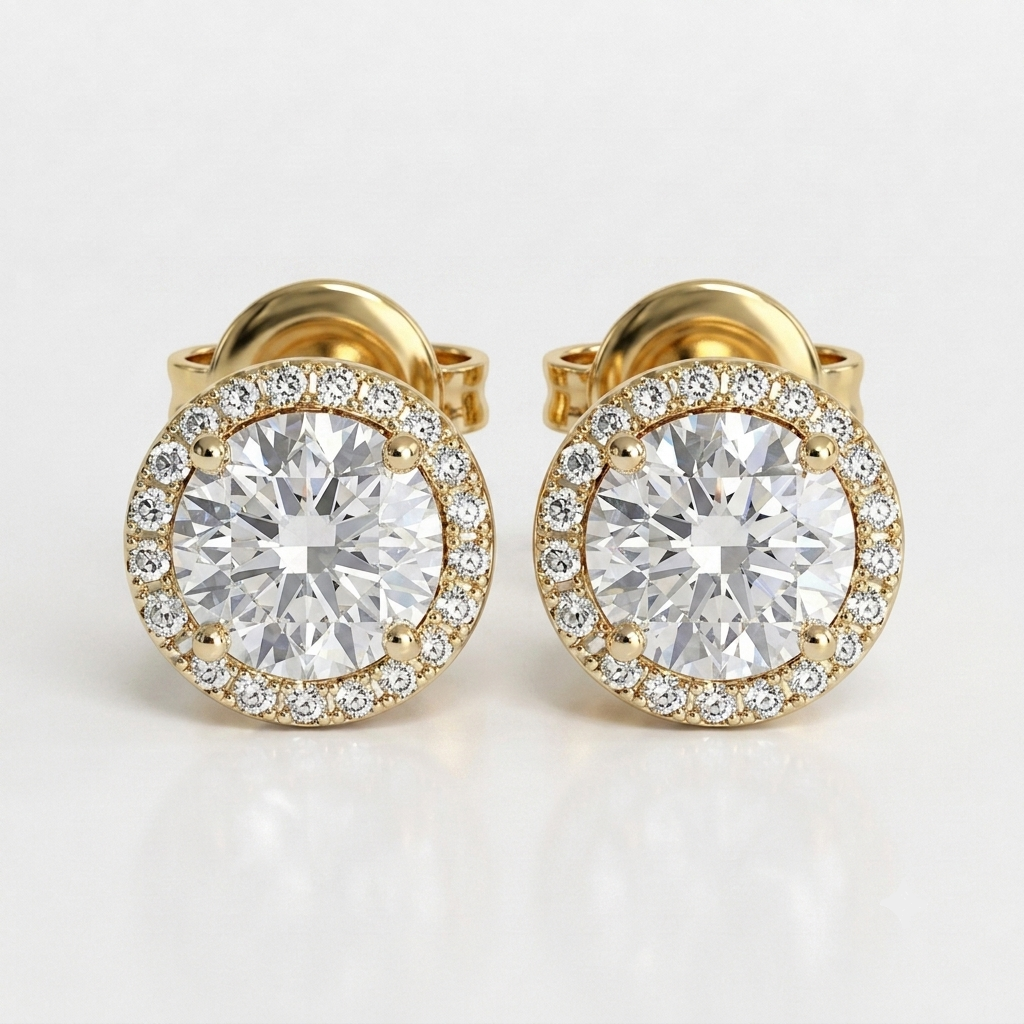 3.50 Ct. Round Cut Lab Grown Diamond Halo Earrings (EF-VS)
