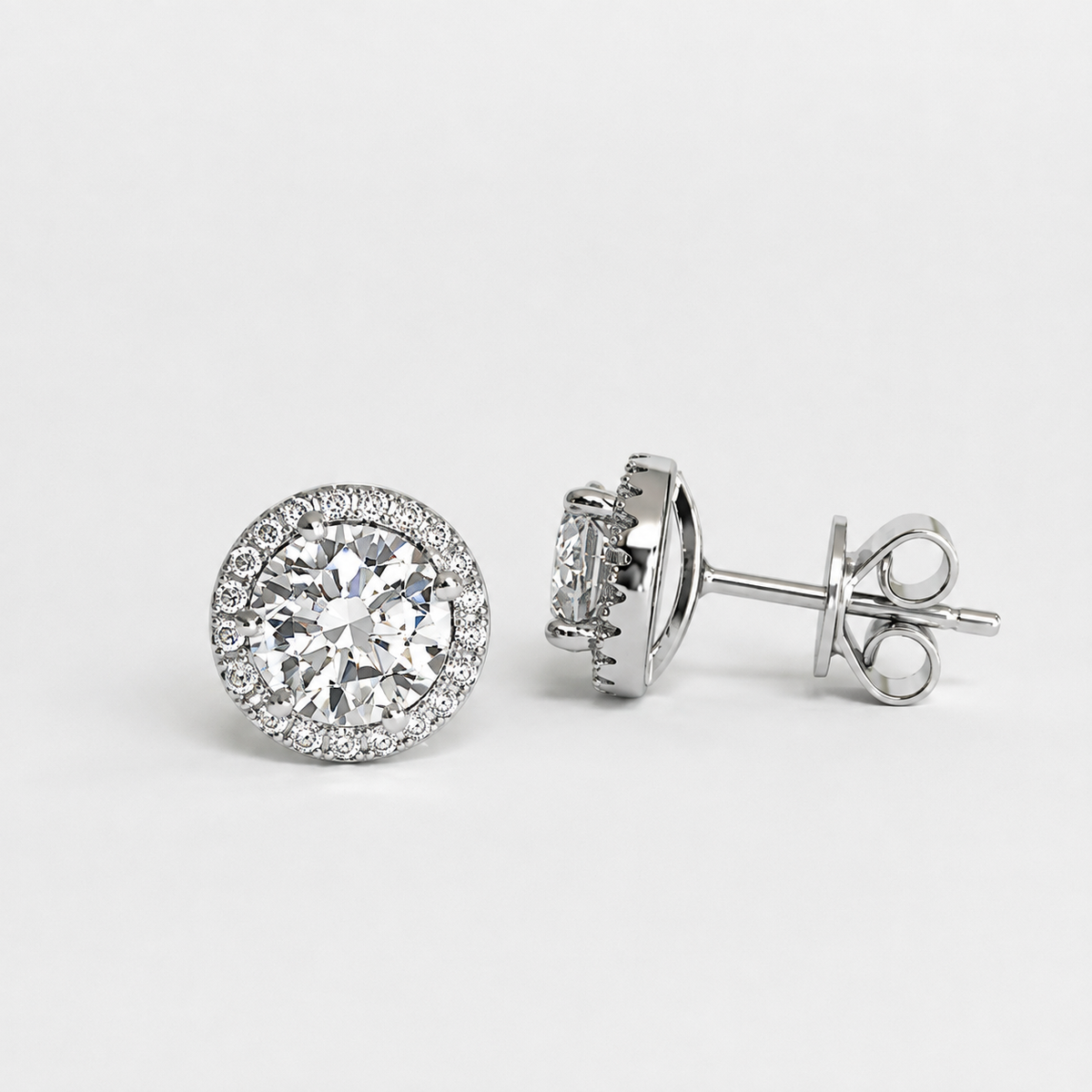 3.50 Ct. Round Cut Lab Grown Diamond Halo Earrings (EF-VS)