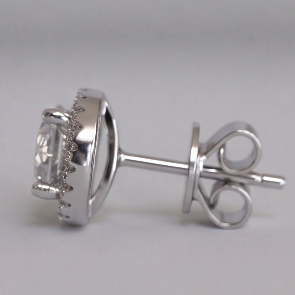 3.50 Ct. Round Cut Lab Grown Diamond Halo Earrings (EF-VS)