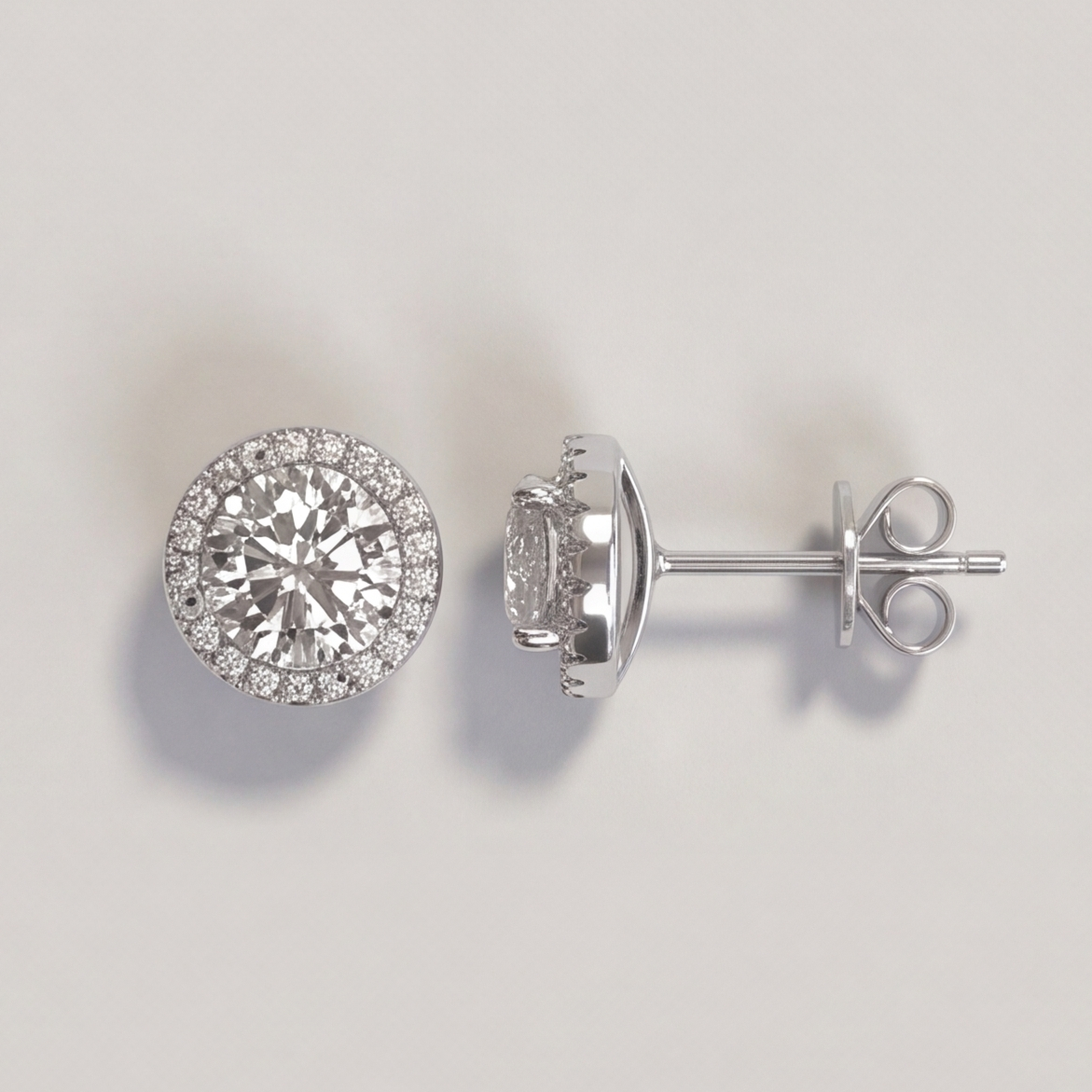3.50 Ct. Round Cut Lab Grown Diamond Halo Earrings (EF-VS)