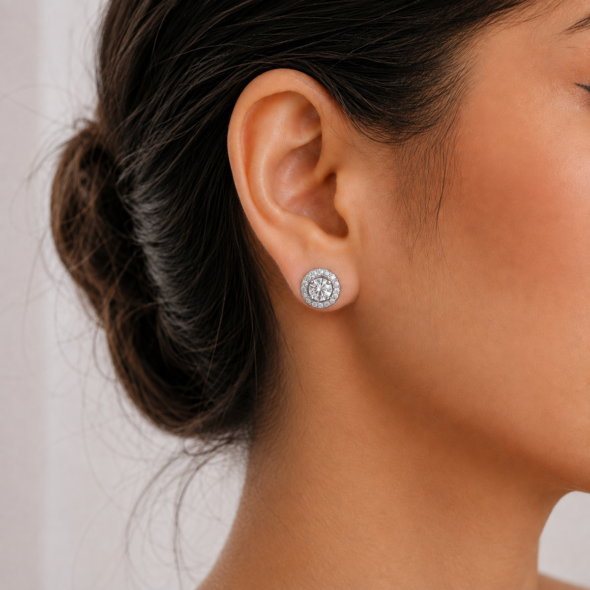 2.30 Ct. Lab Grown Diamond Round Cut Halo Stud Earrings (VS-EF)