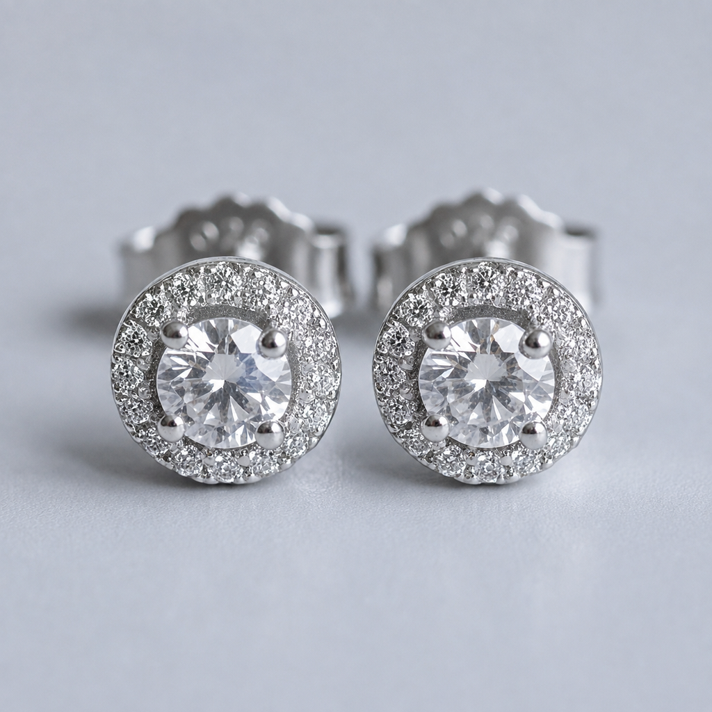 2.30 Ct. Lab Grown Diamond Round Cut Halo Stud Earrings (VS-EF)
