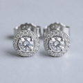 2.30 Ct. Lab Grown Diamond Round Cut Halo Stud Earrings (VS-EF)