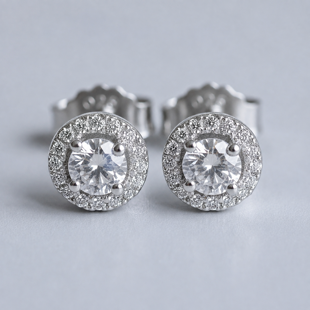 2.30 Ct. Lab Grown Diamond Round Cut Halo Stud Earrings (VS-EF)