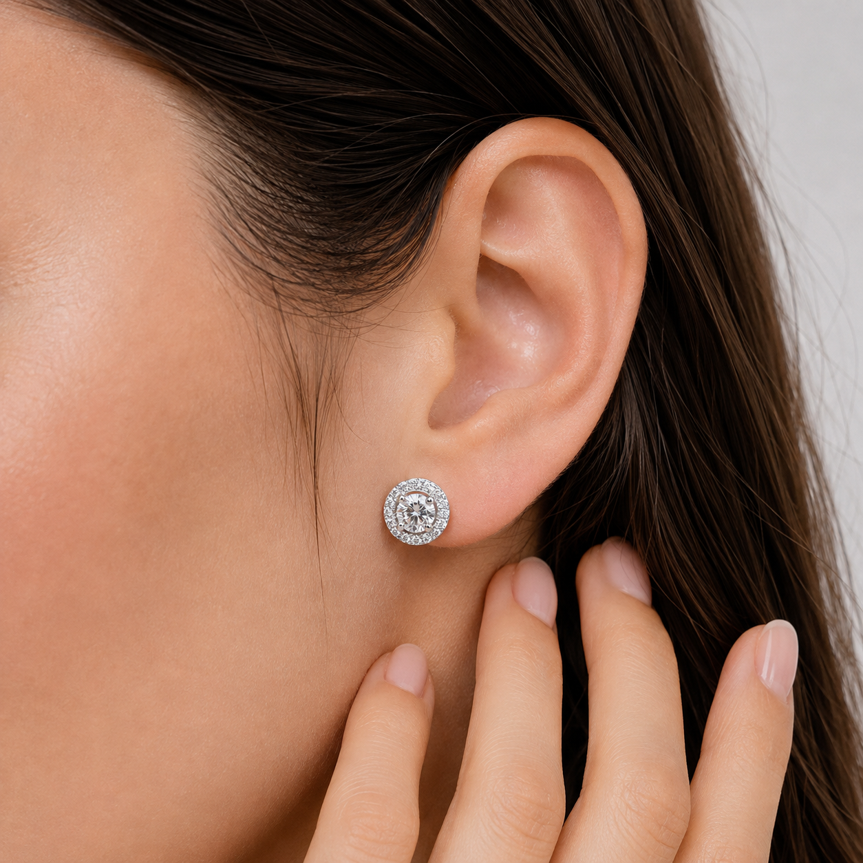 2.30 Ct. Lab Grown Diamond Round Cut Halo Stud Earrings (VS-EF)