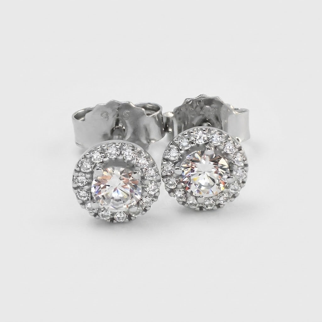 2.30 Ct. Lab Grown Diamond Round Cut Halo Stud Earrings (VS-EF)