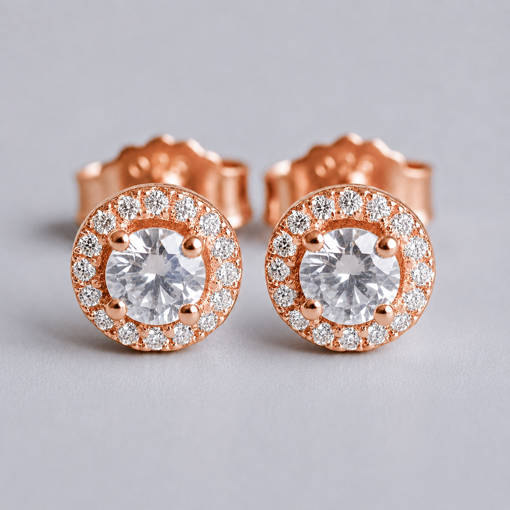 2.30 Ct. Lab Grown Diamond Round Cut Halo Stud Earrings (VS-EF)